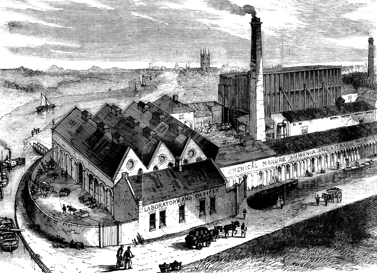 Webbs kjemiske fabrikk, Diglis, Worcestershire, c1860 av Unbekannt