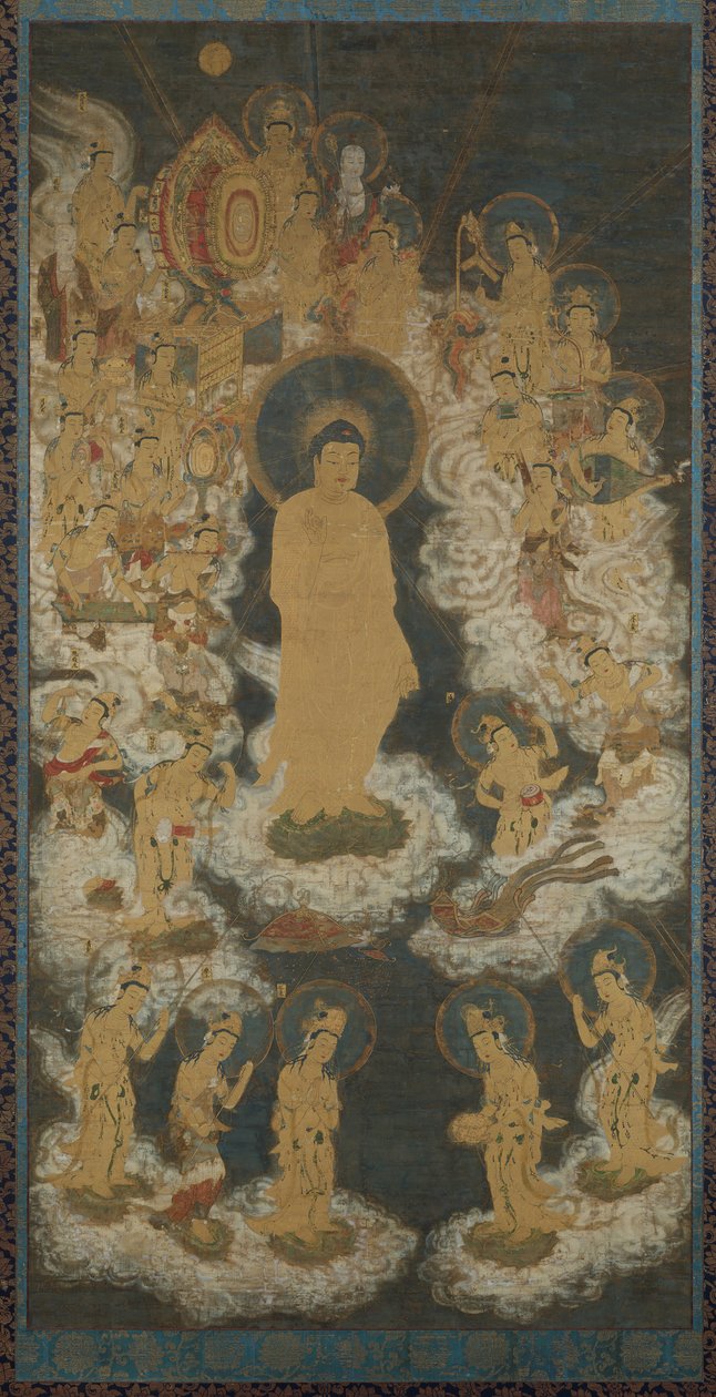 Innbydende nedstigning av Amida og Bodhisattvas, sent på 1300-tallet. av Unbekannt