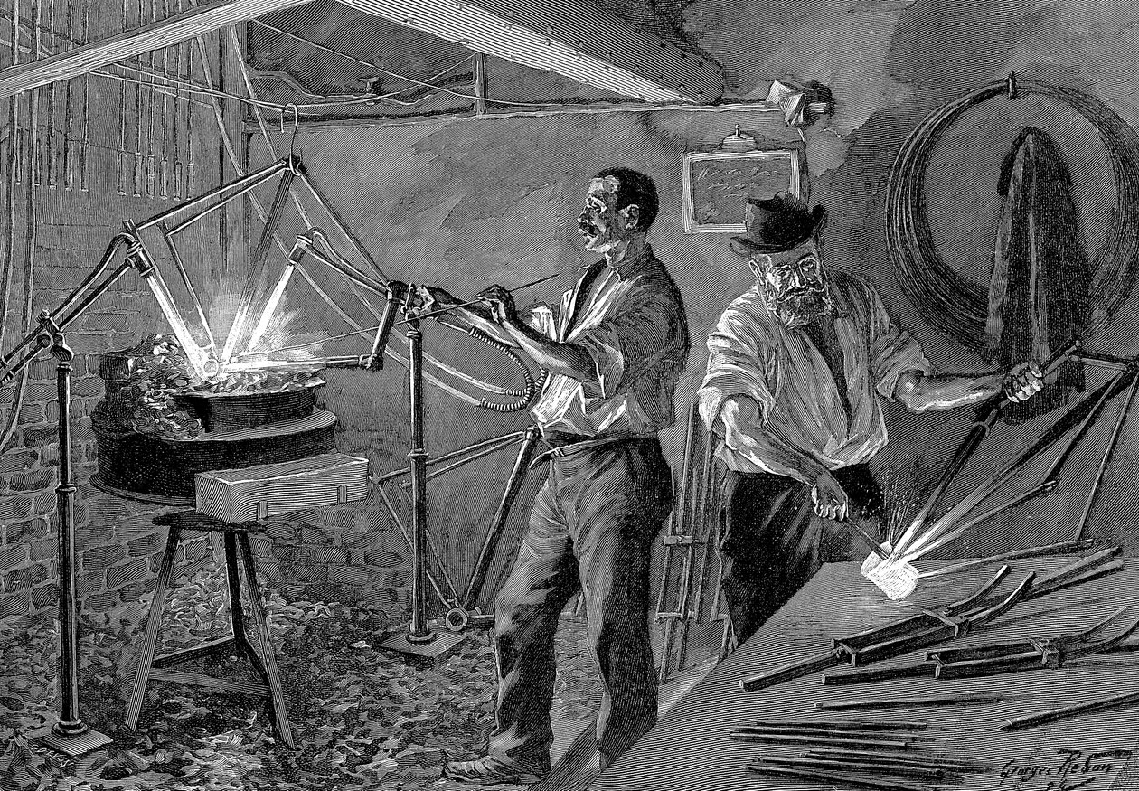 Sveising av en sykkelramme, Frankrike, 1896 av Unbekannt