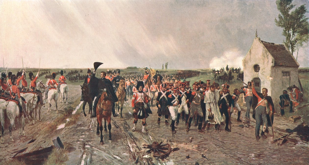 Wellingtons mars fra Quatre Bras til Waterloo, 1815, c1878, c1902. av Unbekannt