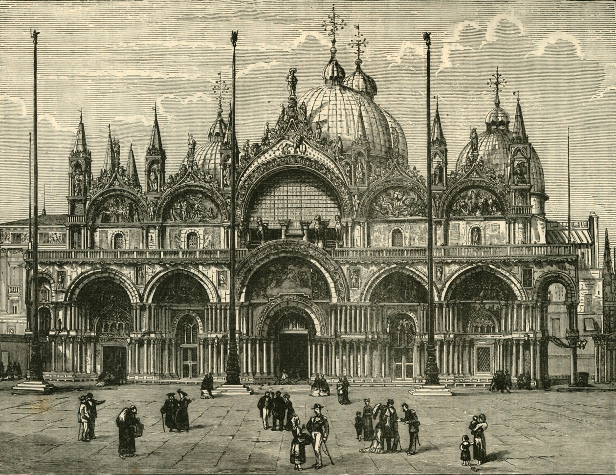 Vestfronten av St. Marks, Venezia, 1890. av Unbekannt