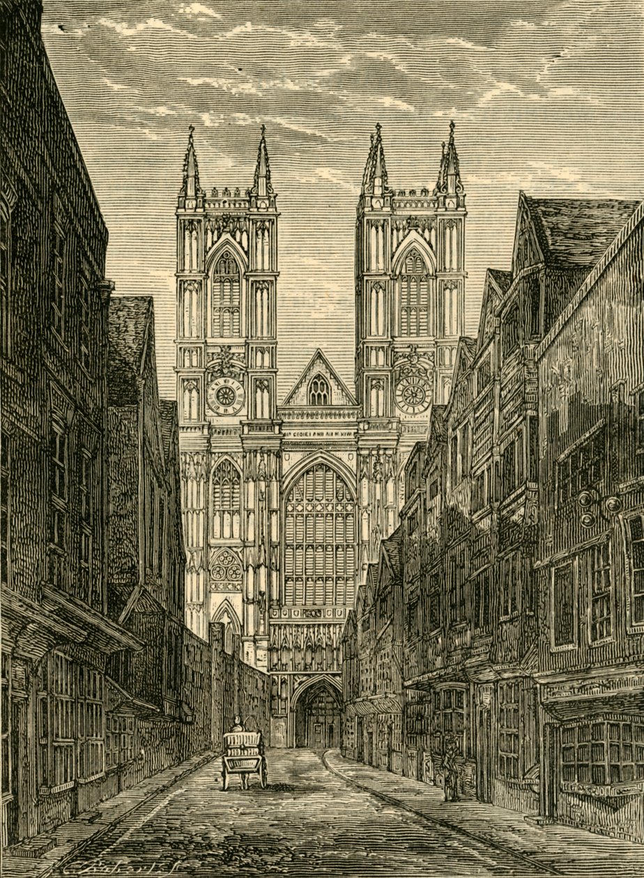 West Front of Westminster Abbey, fra Tothill Street, 1881. av Unbekannt