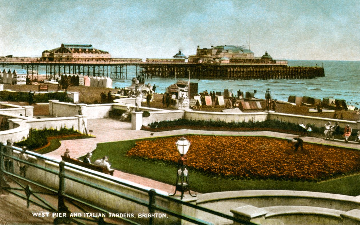 West Pier og Italian Gardens, Brighton, Sussex, 1928 av Unbekannt