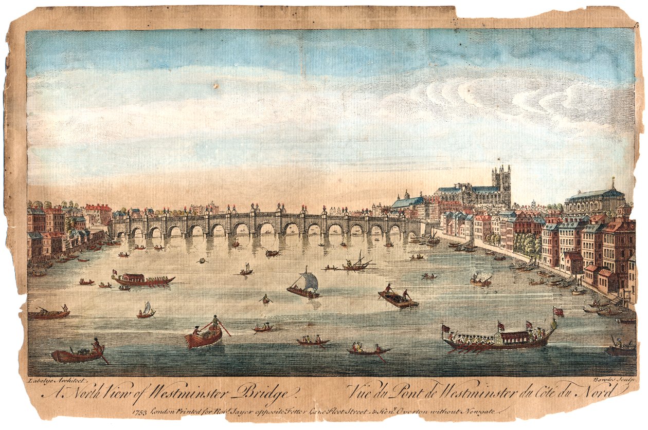 Westminster Bridge, London, 1753 av Unbekannt