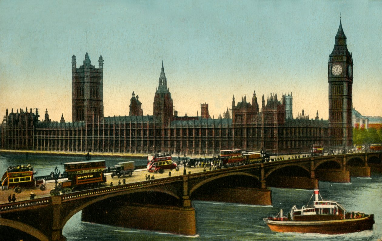Westminster Bridge og Houses of Parliament, London, c1910. av Unbekannt