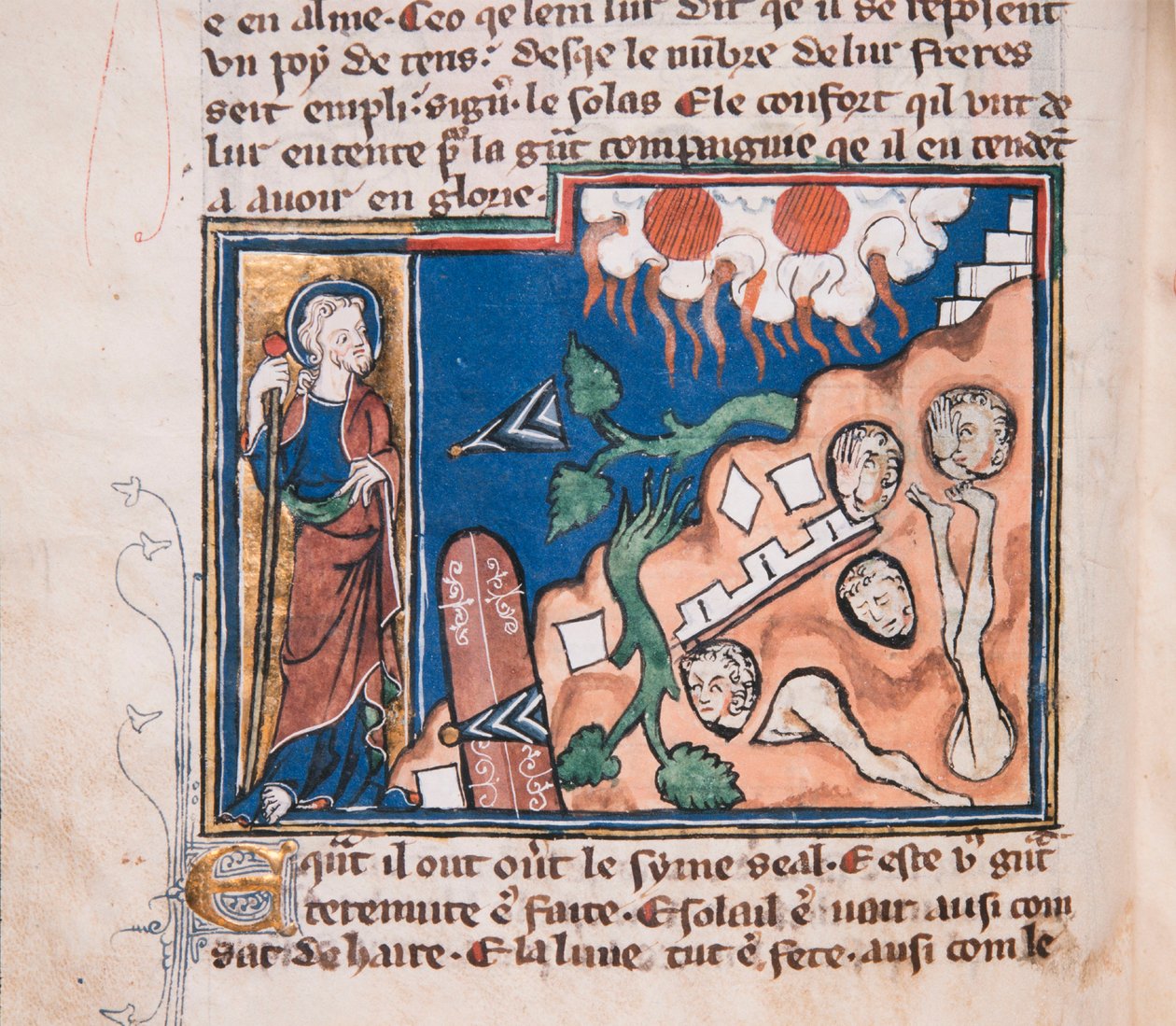 Når han står opp for å få jorden til å skjelve... Miniatyr fra: Apocalypse de saint Jean, ca 1320. av Unbekannt
