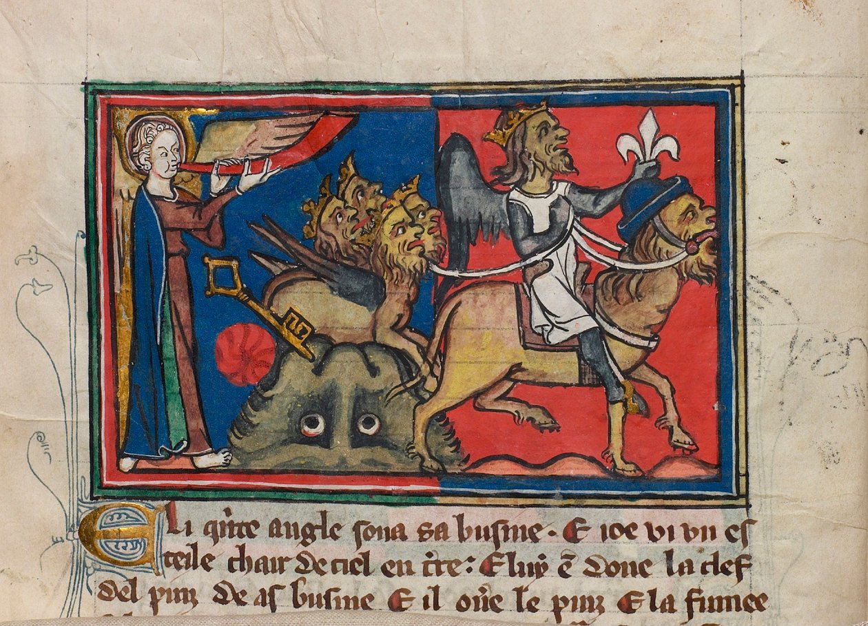 Da den femte engelen blåste i trompeten... Miniatyr fra: Apocalypse de saint Jean, ca 1320. av Unbekannt