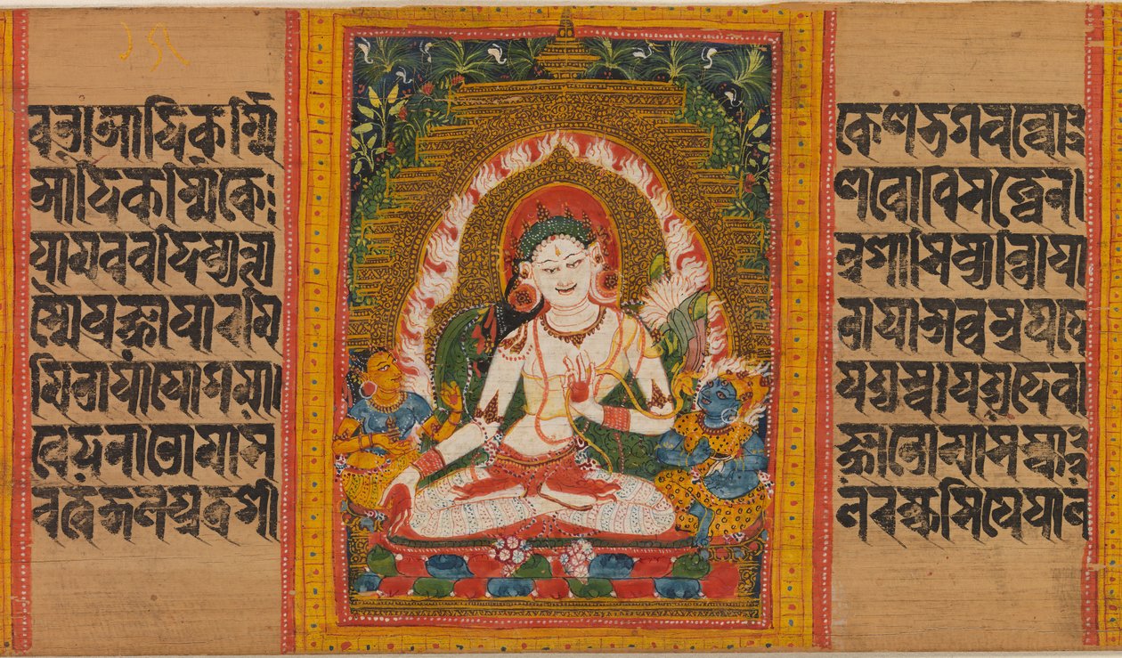 White Tara, Folio fra...Perfection of Wisdom Manuscript, tidlig på 1100-tallet. av Unbekannt