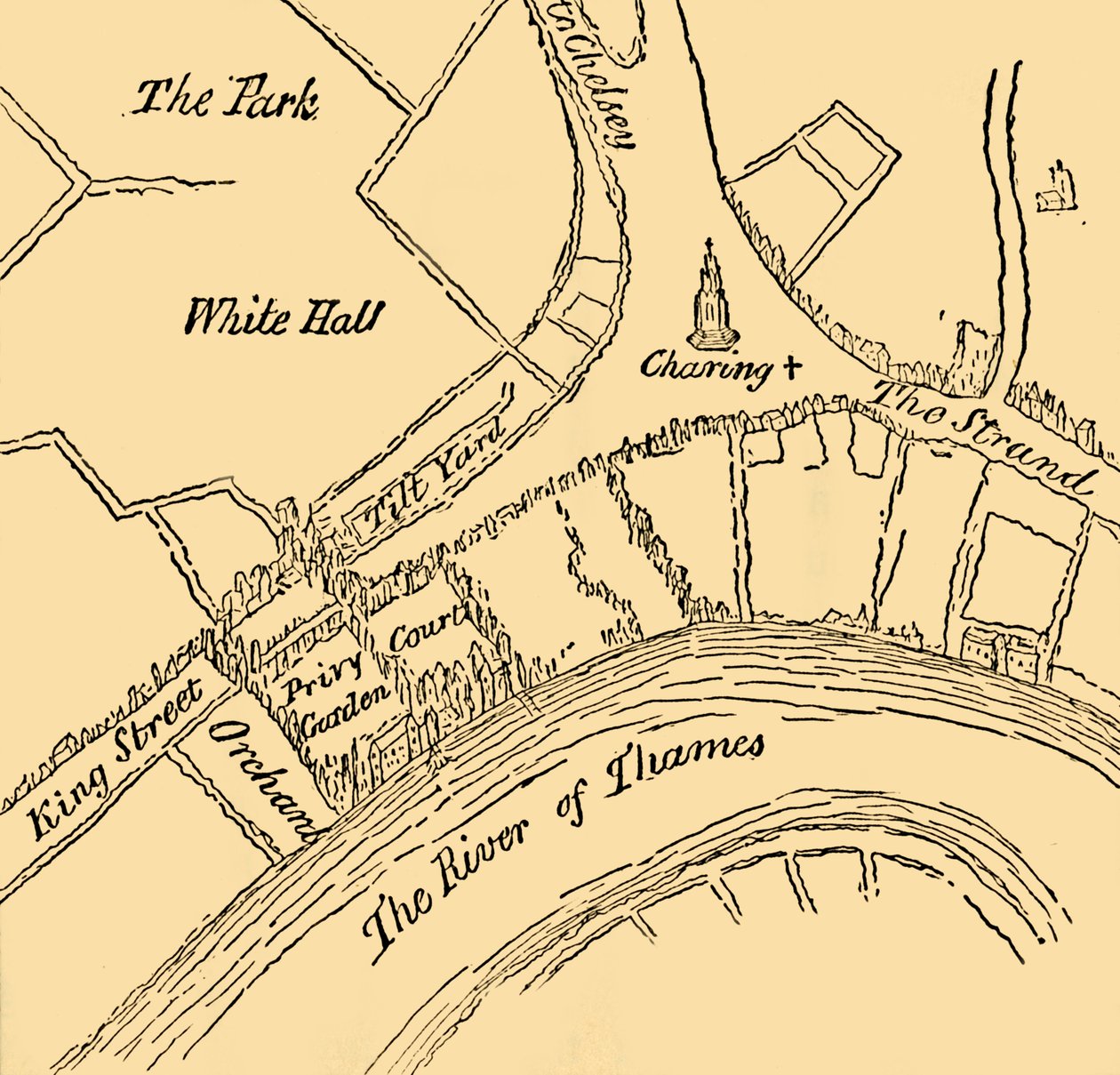Whitehall under Henry VIIIs regjeringstid, 1881. av Unbekannt