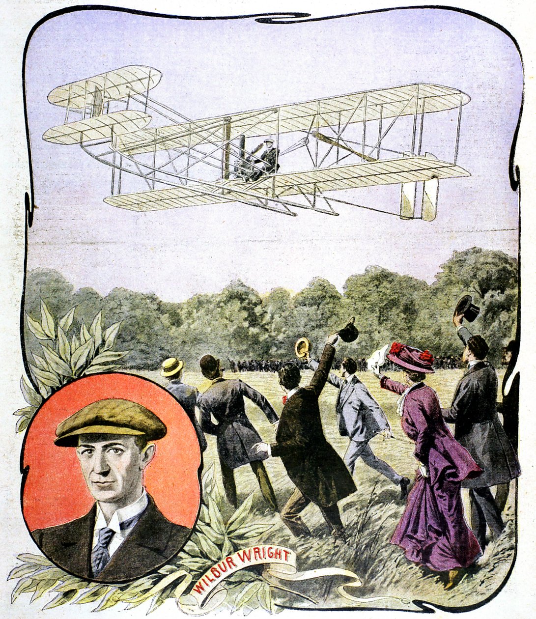 Wilbur Wrights første flytur i Europa på Hunaudieres racerbane nær Le Mans, Frankrike, 1908 av Unbekannt