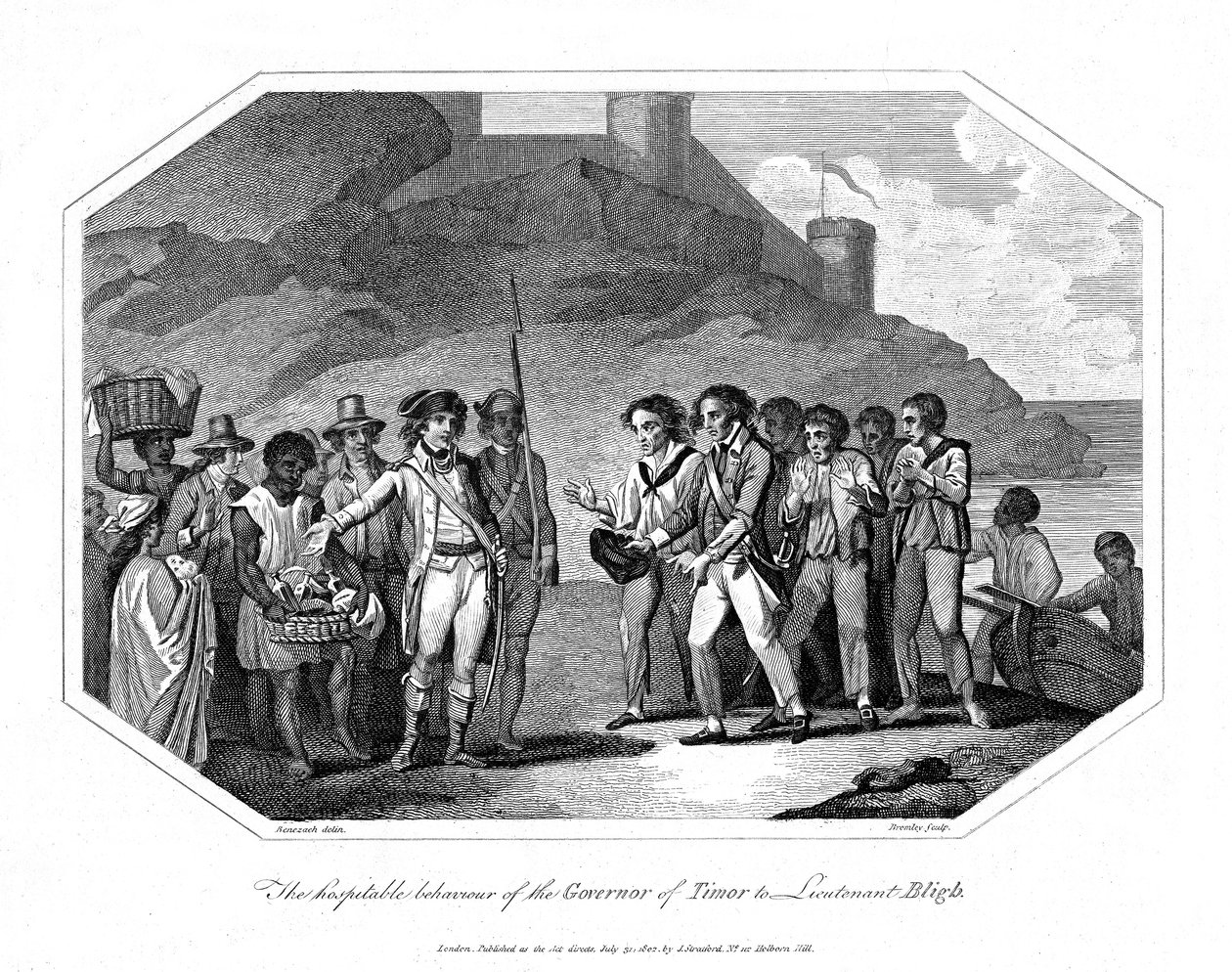 William Bligh, britisk sjøoffiser mottatt av guvernøren i Timor, 14. juni 1789 1802 av Unbekannt
