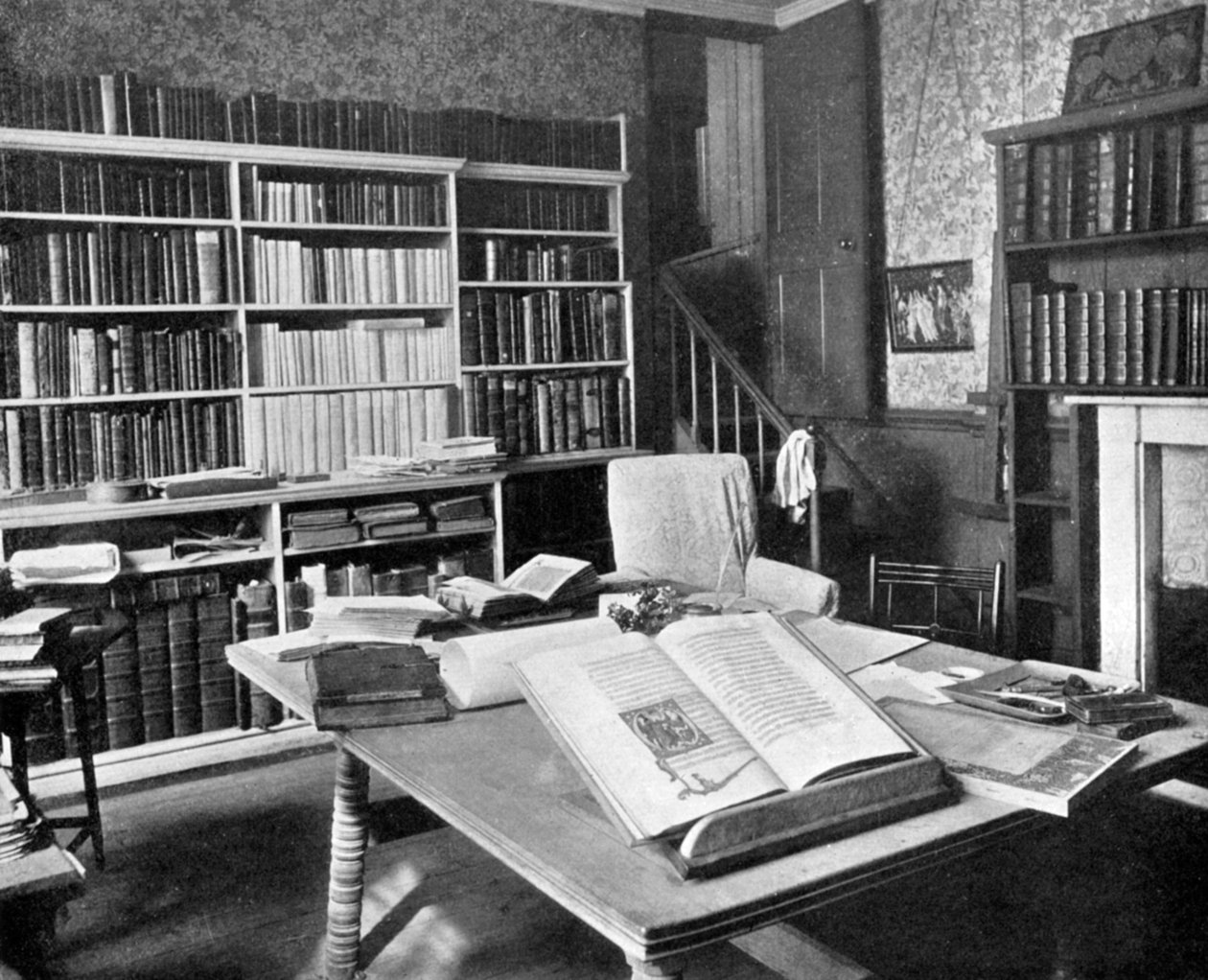 William Morriss-studie, Kelmscott Manor, Kelmscott, Oxfordshire, 1901 av Unbekannt