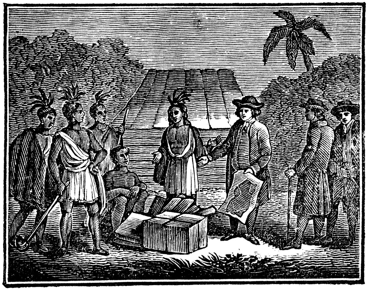 William Penn med indianere, engelsk Quaker-kolonist, 1830 av Unbekannt