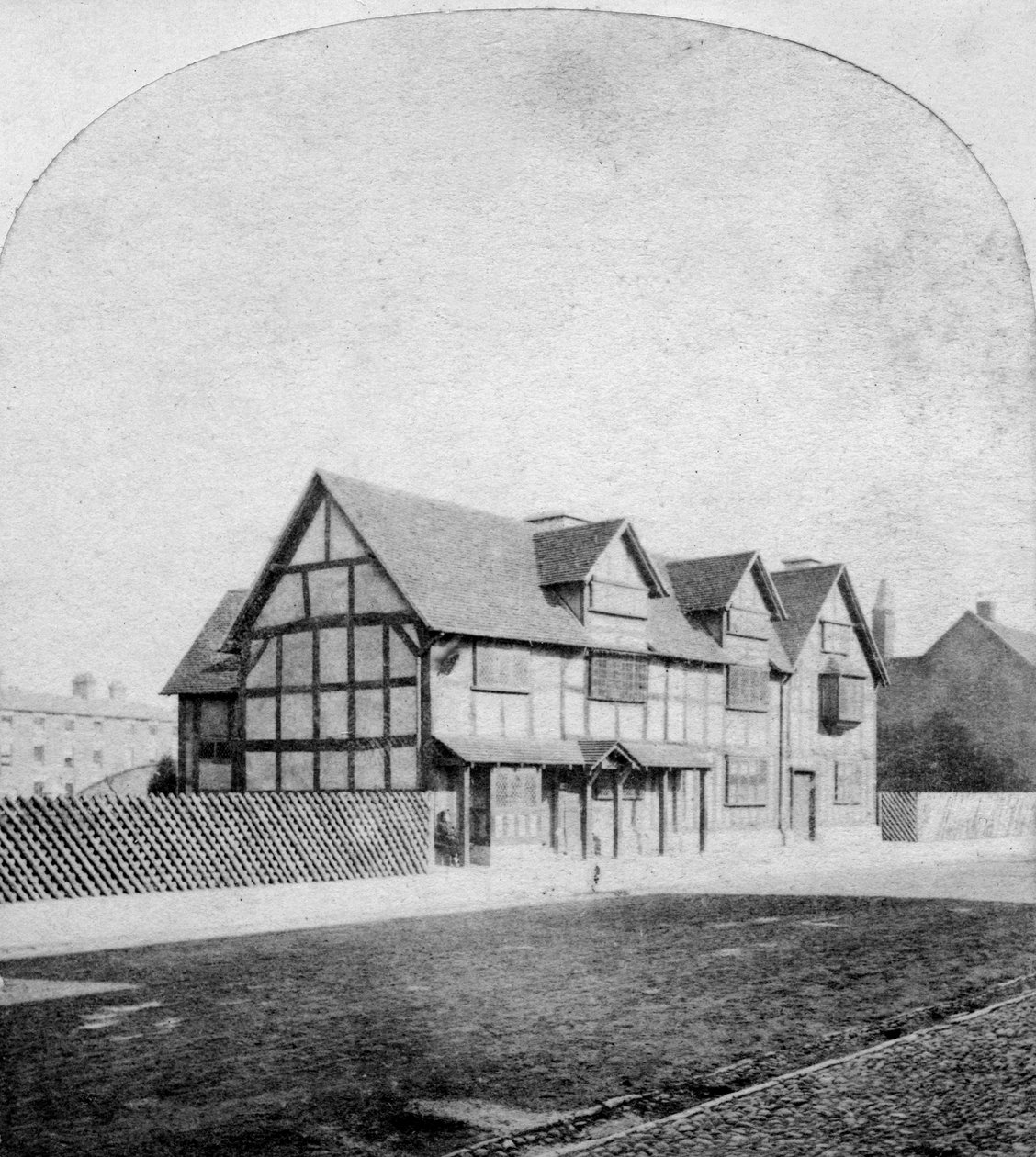 William Shakespeares hus, Henley Street, Stratford-upon-Avon, Warwickshire, sent på 1800-tallet av Unbekannt