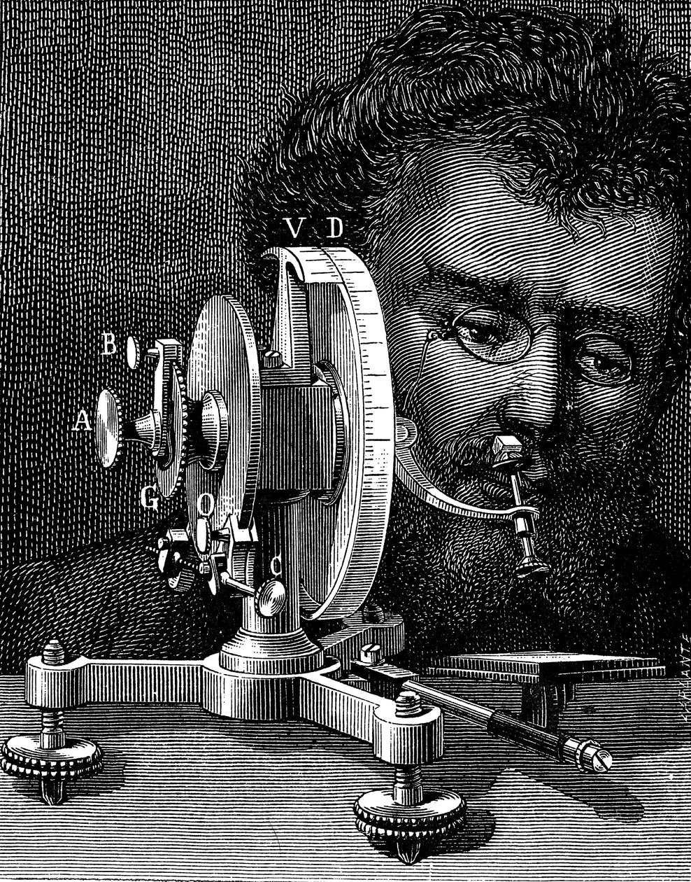 William Wollastons reflekterende goniometer for å måle vinklene til krystaller, 1874 av Unbekannt