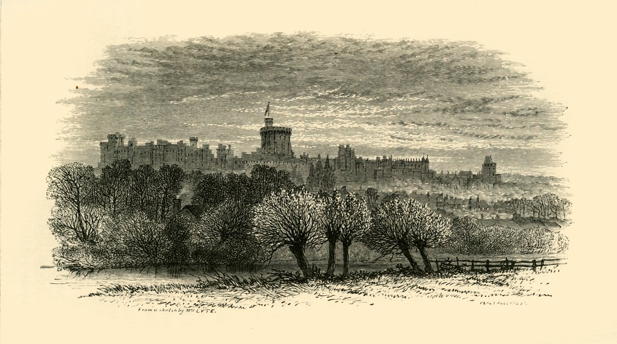 Windsor Castle fra Provosts Lodge i Eton, 1911. av Unbekannt