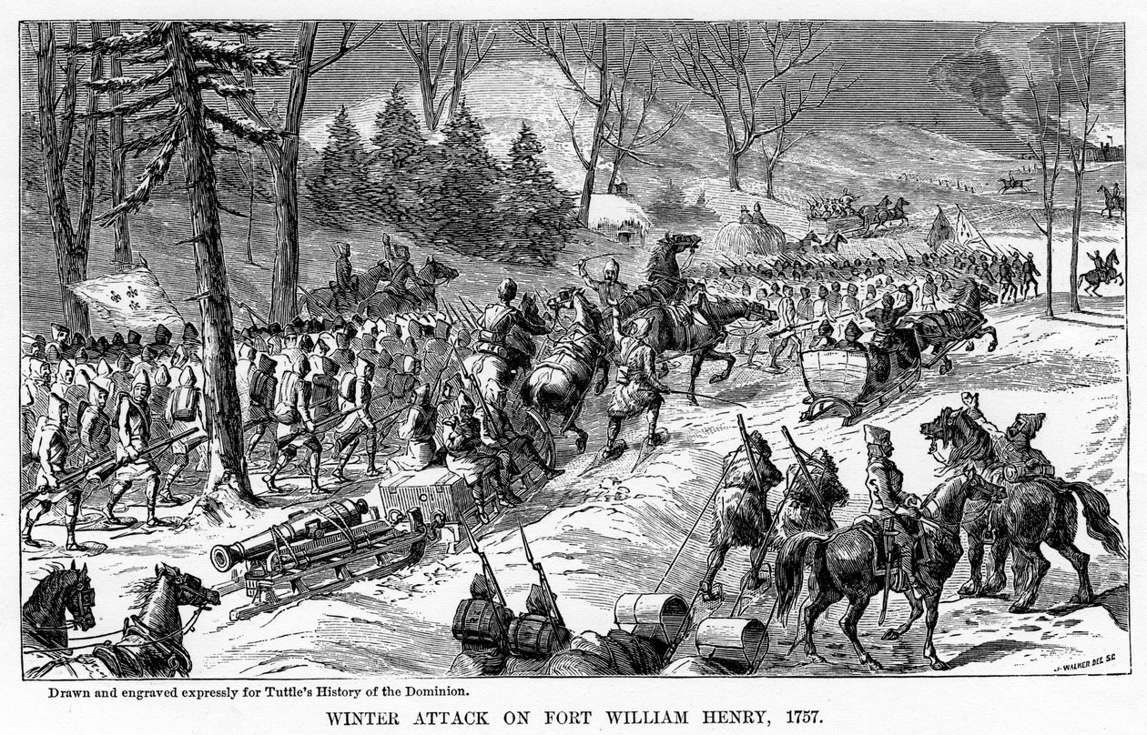 Vinterangrep på Fort William Henry, New York State, 1757, c1877 av Unbekannt