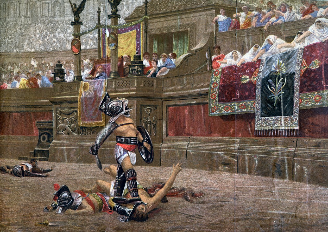 Med en snudd tommel, Pollice Verso, 1872 av Unbekannt