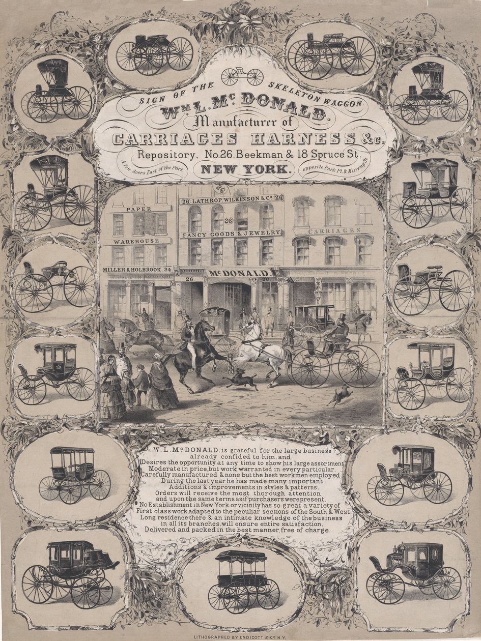 Wm. L. McDonald, Manufacturers of Carriage Harness & Co. Repository, nr. 26 Beekman & 1..., 1852-86. av Unbekannt