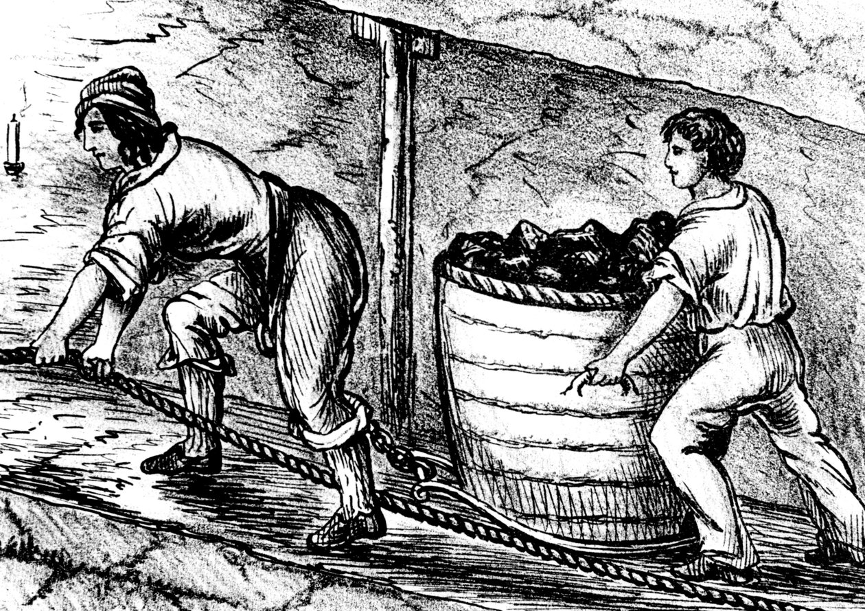 Kvinne og en gutt arbeider i en kullgruve, Bolton, Lancashire, 1848 av Unbekannt