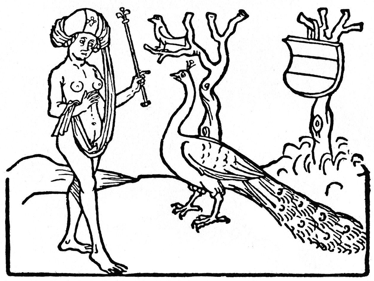 Kvinne og påfugl, 1475 1964. av Unbekannt