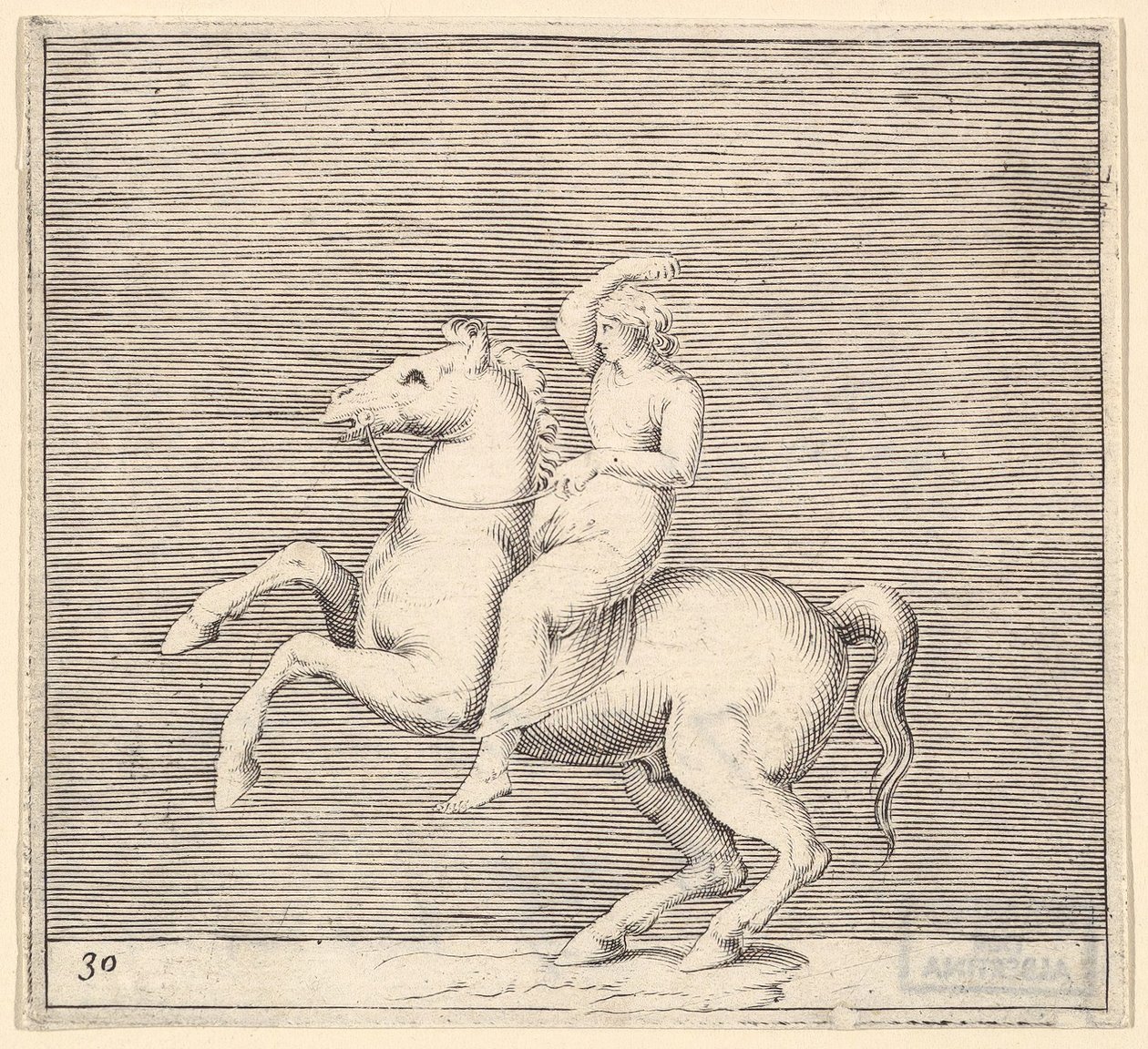 Woman on Rearing Horse, publisert ca. 1599-1622. av Unbekannt