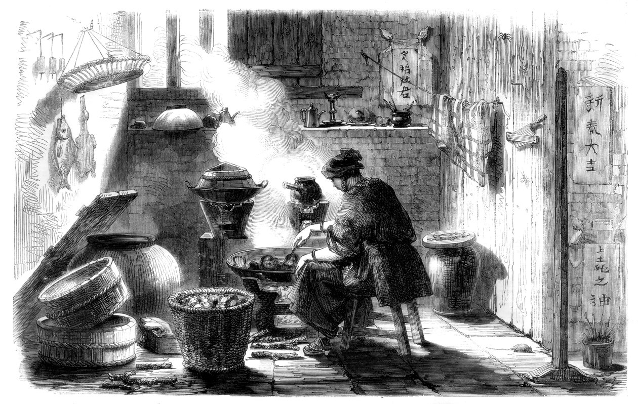 Kvinne forbereder kaker til det kinesiske nyttåret, 1861 av Unbekannt