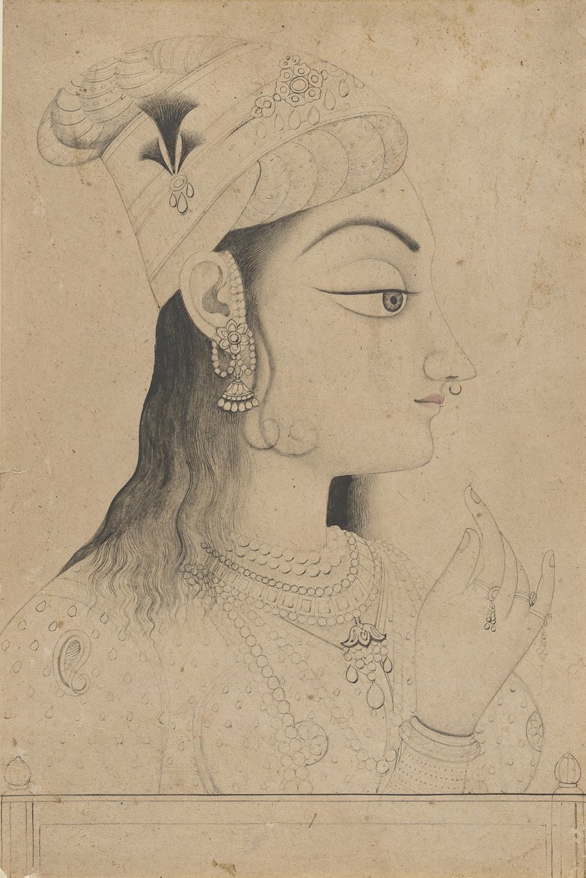 Kvinne med turban kledd som Radha, sent på 1800-tallet. av Unbekannt