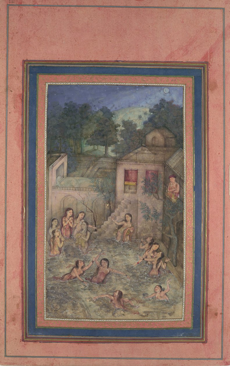 Women Bathing by Moonlight, Folio fra Davis Album, 1700-tallet. av Unbekannt
