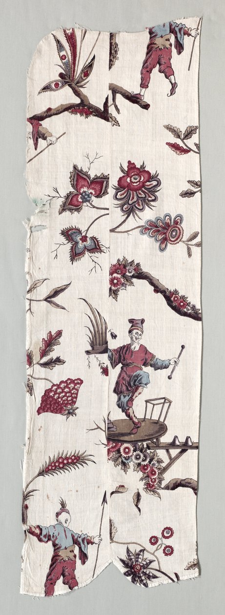 Treblokktrykte tekstilfragmenter, ca. 1785. av Unbekannt