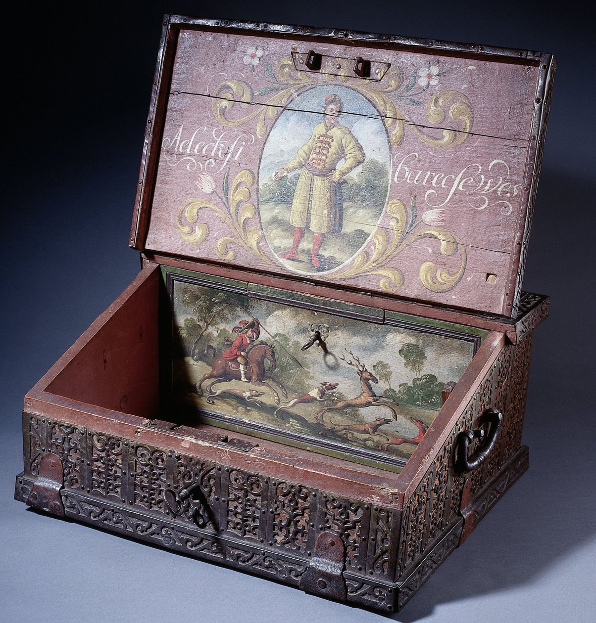 Penger eller skriveboks i tre med portrett av Peter den stores sønn, ca. 1695 av Unbekannt