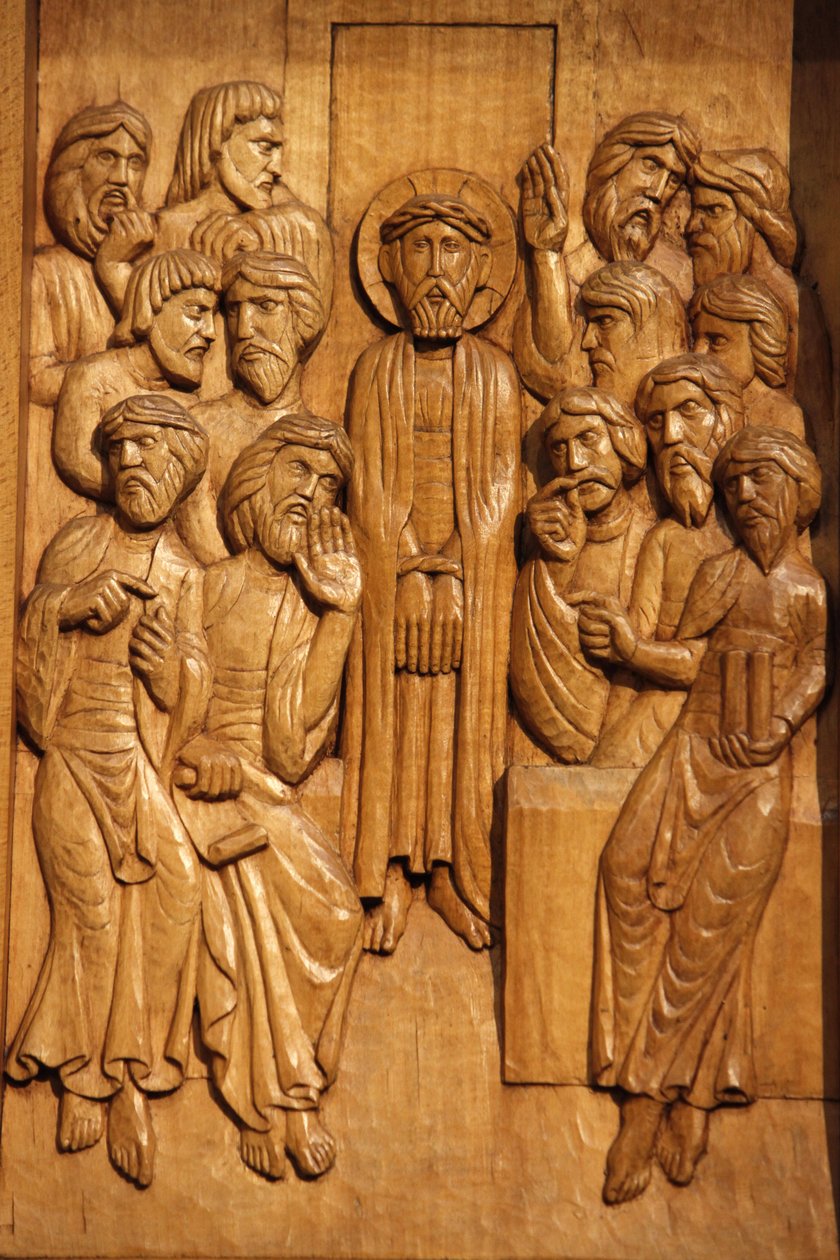 Treskulptur som viser Jesus Kristus knyttet Paris Frankrike av Unbekannt