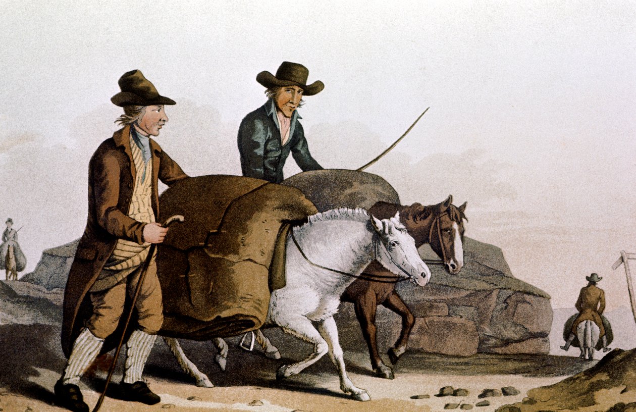 Ullhandler tar med seg "tøystykker" til Cloth Hall i Leeds for salg, 1814 av Unbekannt