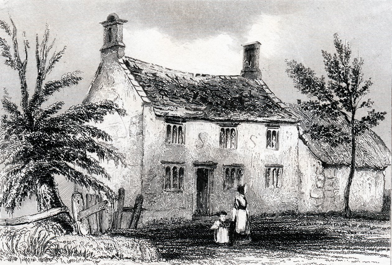 Woolsthorpe Manor, nær Grantham, Lincolnshire, fødestedet til Sir Isaac Newton, 1840 av Unbekannt