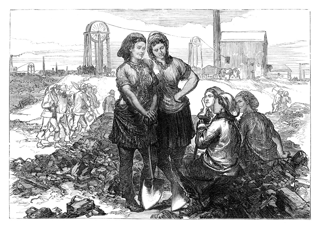 Arbeidsjenter ved Wigan Collieries, sent på 1800-tallet av Unbekannt