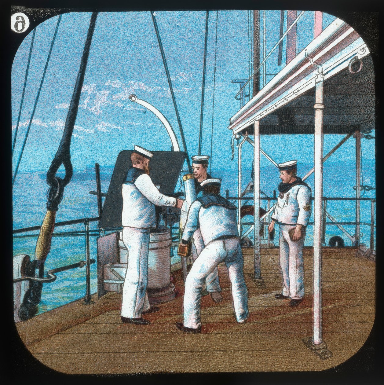 Jobber en 3-pund -- H.M.S. Blake, ca 1900. av Unbekannt