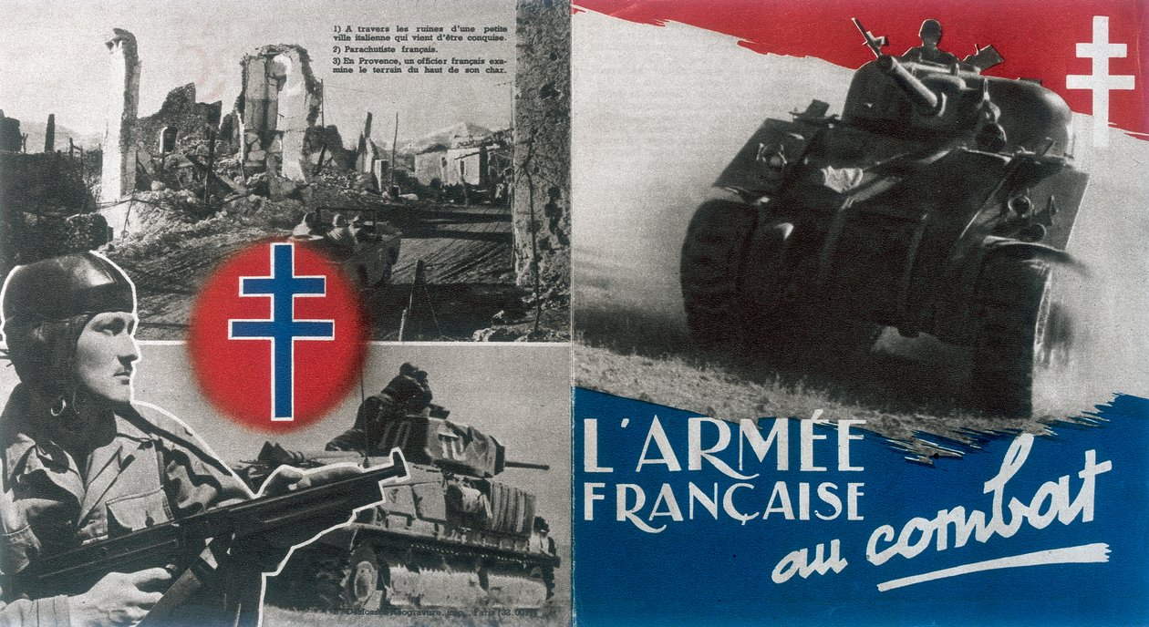 Andre verdenskrig: Gratis fransk propagandaplakat c1942-1944 av Unbekannt