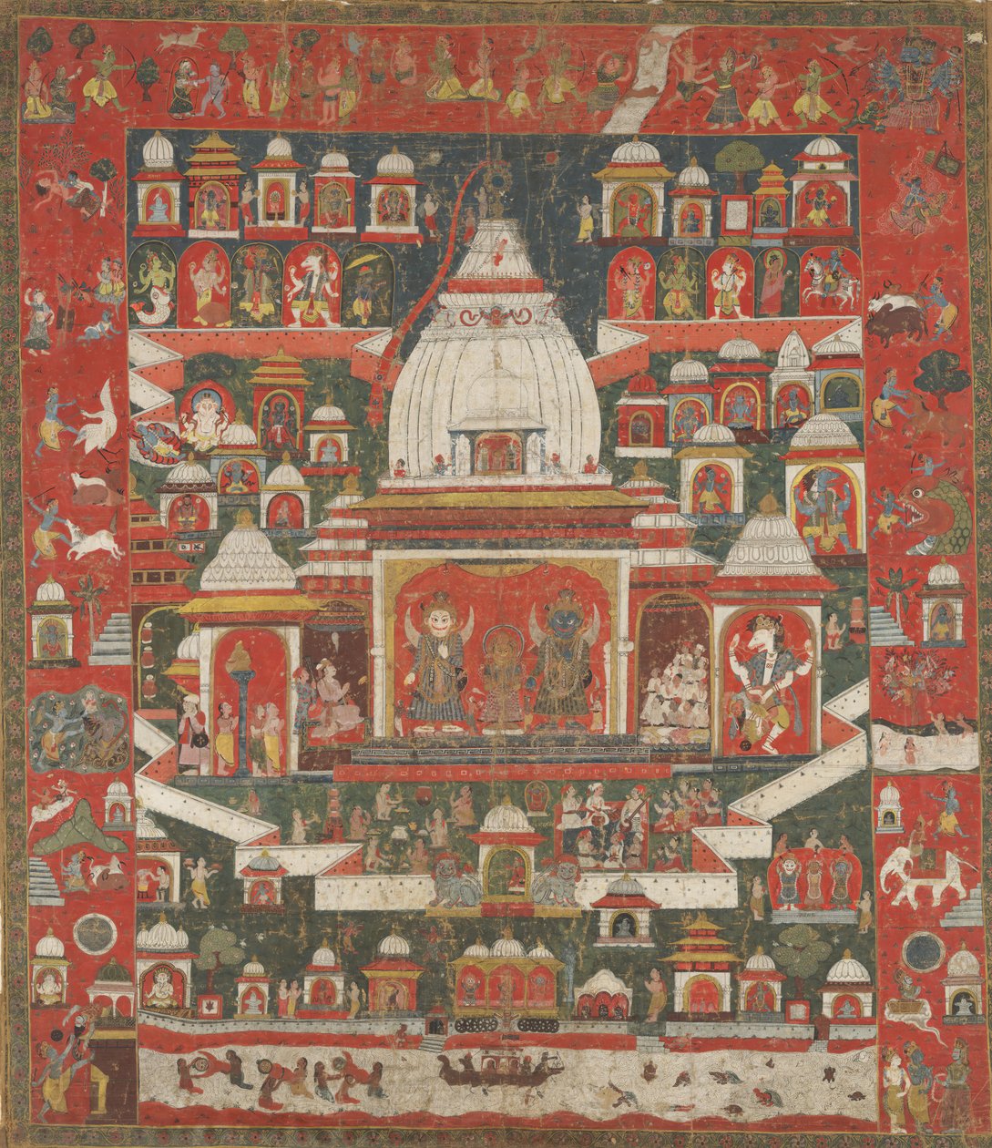 Tilbedelse av Lord Jagannatha i hans tempel i Puri, første halvdel av 1700-tallet. av Unbekannt