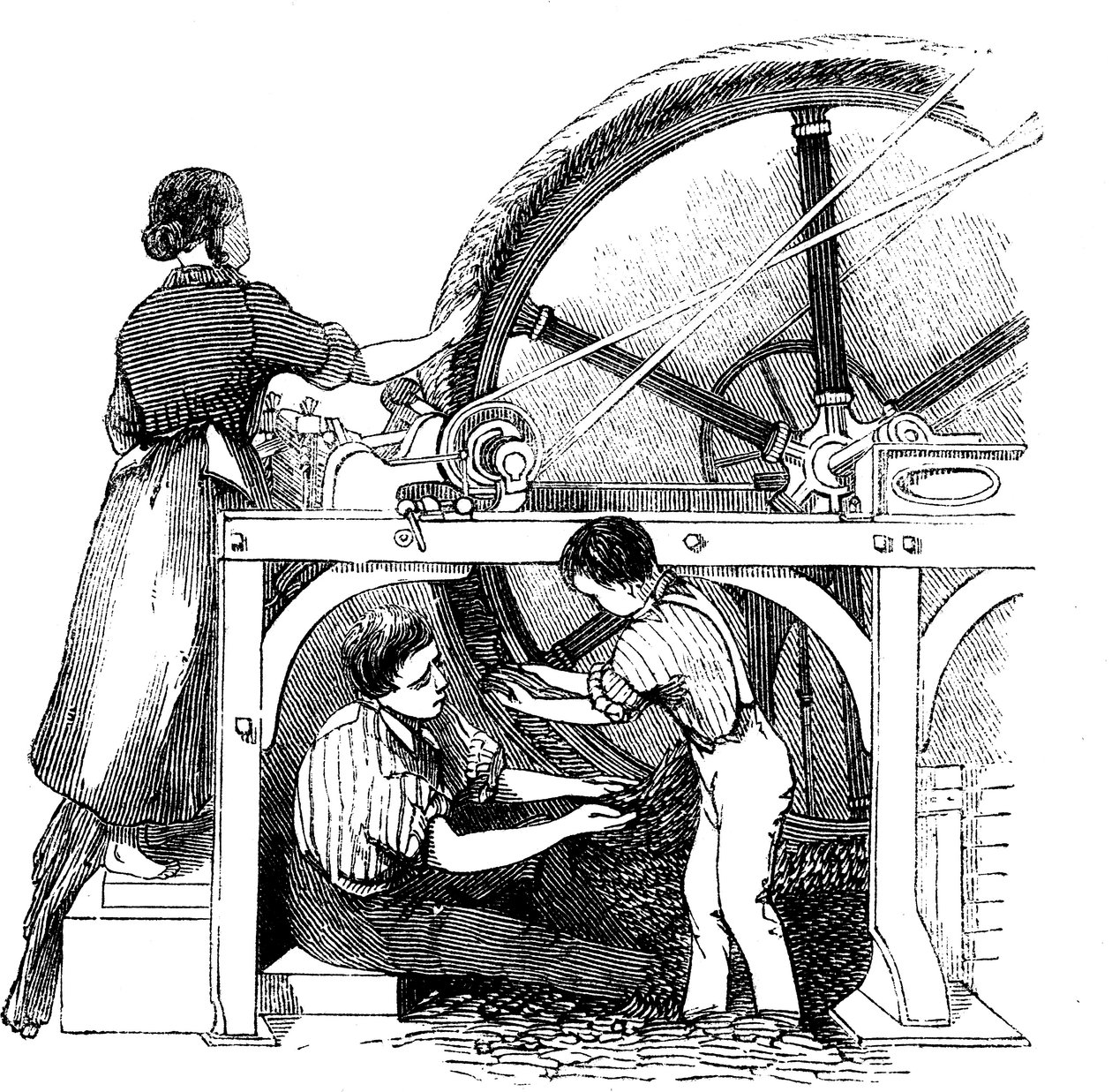 Kamgarnproduksjon, c1845 av Unbekannt