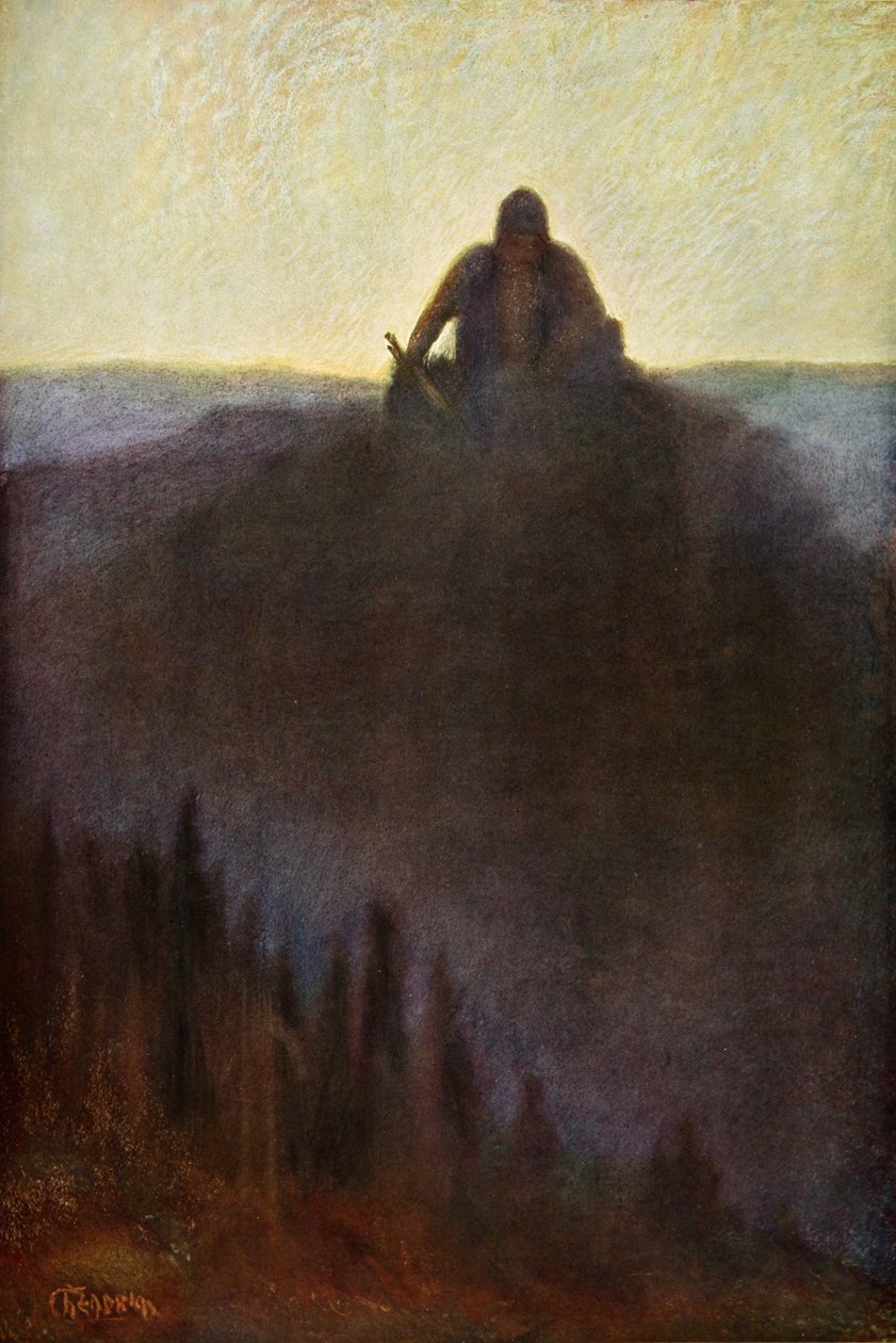 'Wotan venter i Valhalla på slutten med sitt ødelagte spyd', 1906 av Unbekannt