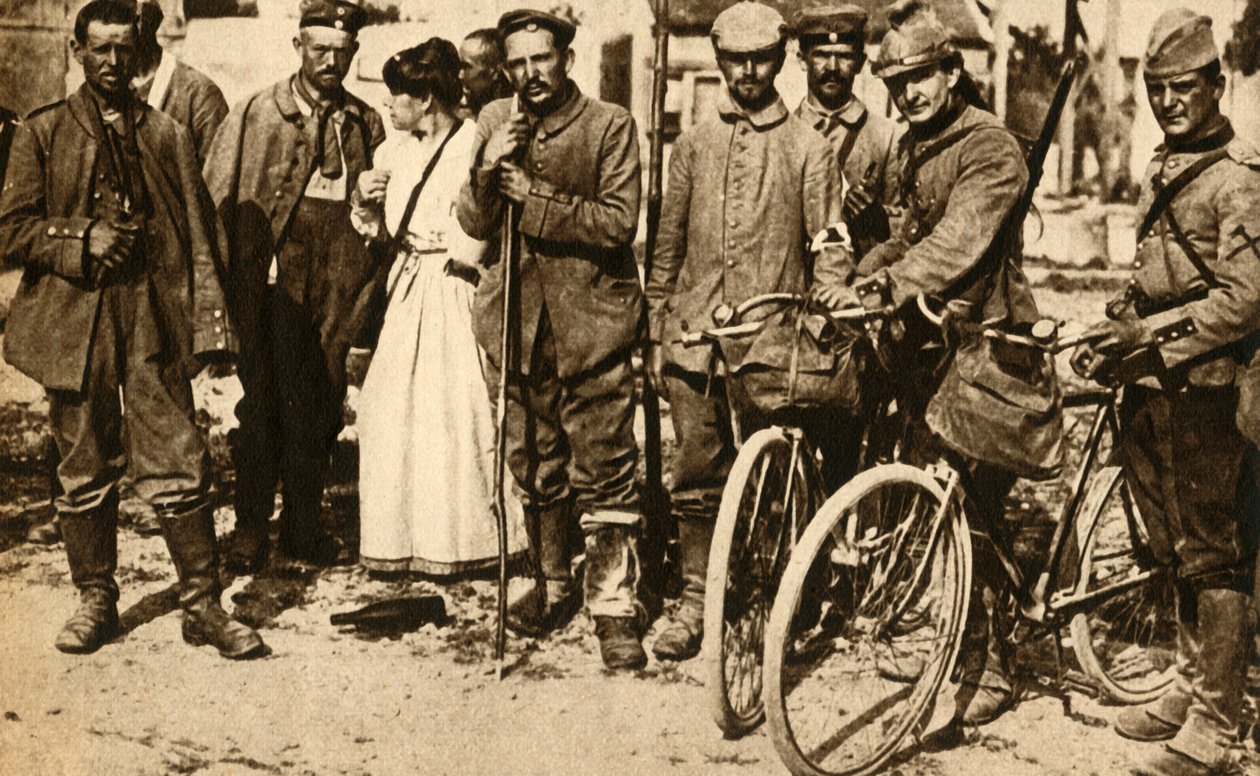 Sårede tyske fanger blir tatt hånd om av Røde Kors, Frankrike, første verdenskrig, 1914-1918, 1933. av Unbekannt