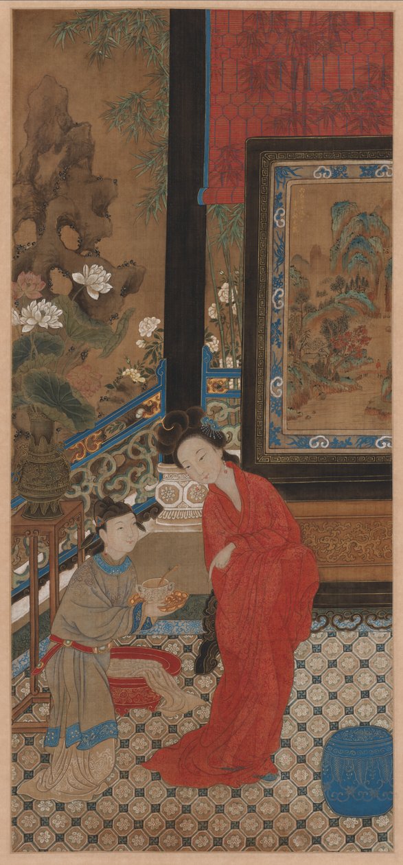 Yang Guifei forlater badet, 1700-tallet. av Unbekannt