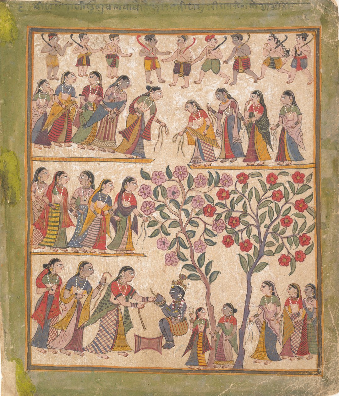 Yashoda Binds Krishnas Hands: Page from a Dispersed Bhagavata Purana Manuscript, 1640-50. av Unbekannt