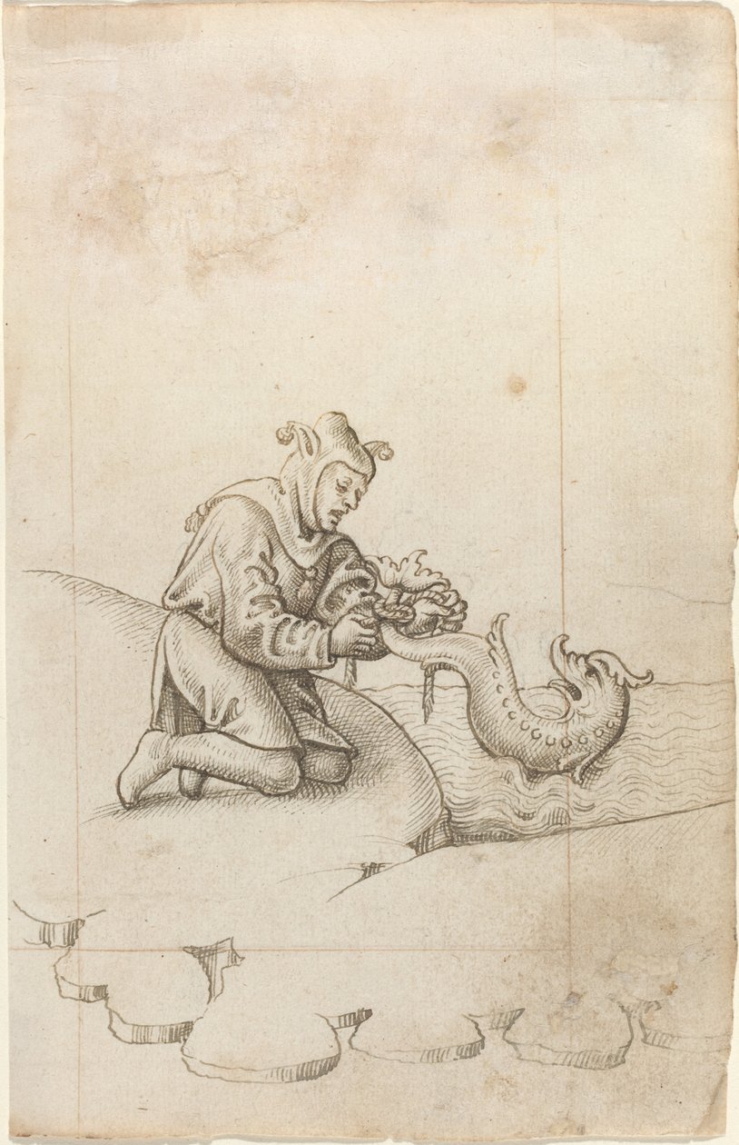 Du binder en delfin ved halen [fol. 17 recto], ca. 15121515. av Unbekannt