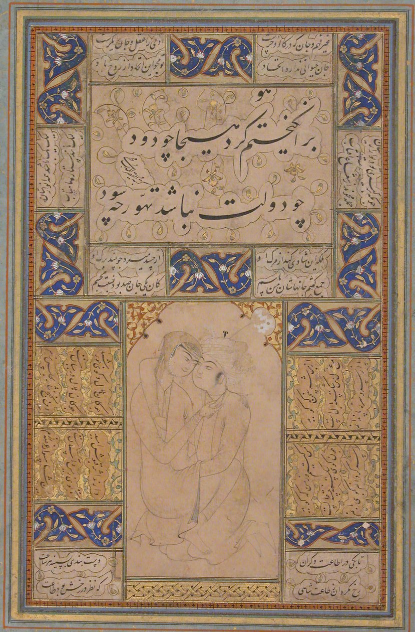 Young Lovers Embracing, 1500-tallet. av Unbekannt
