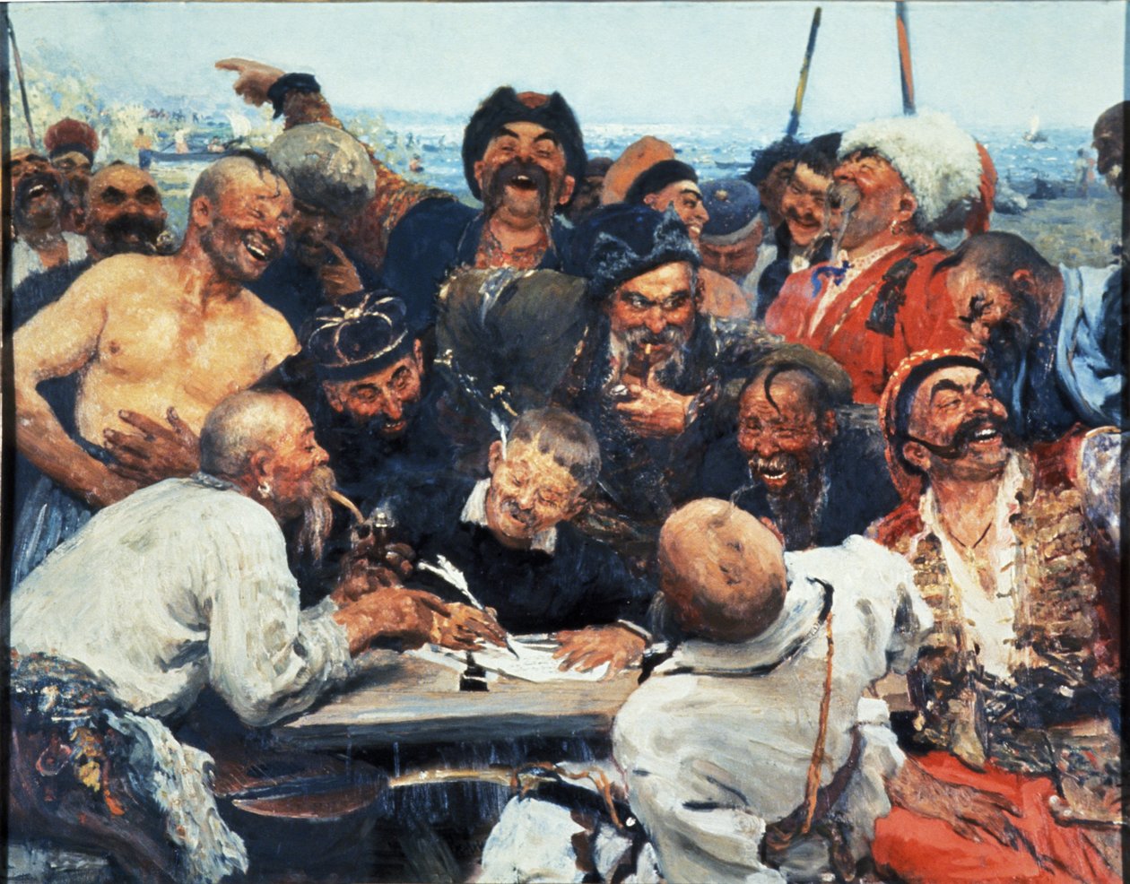 Zaporozhye-kosakker skriver et brev til den tyrkiske sultanen, maleri av Ilya Repin. av Unbekannt