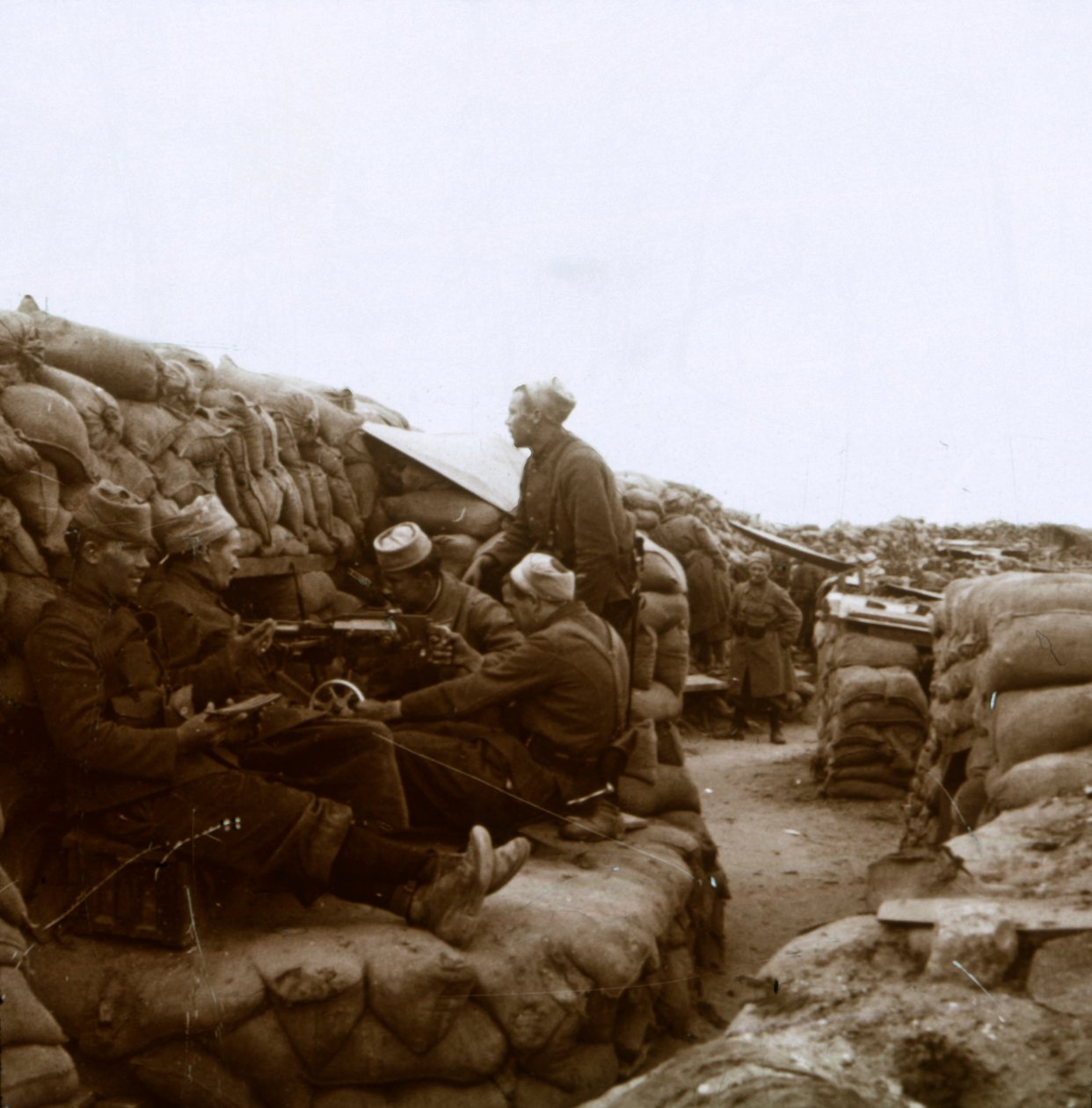 Zouave nær elven Yser, Nieuwpoort, Flandern, Belgia, c1914-c1918 av Unbekannt