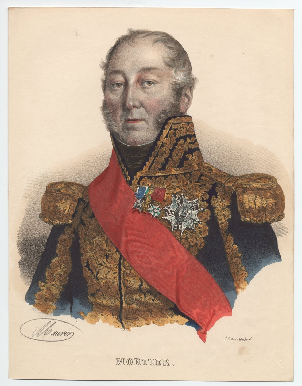 Edouard Adolphe Mortier 1768-1835, marskalk av Frankrike, 1835 av Unbekannt