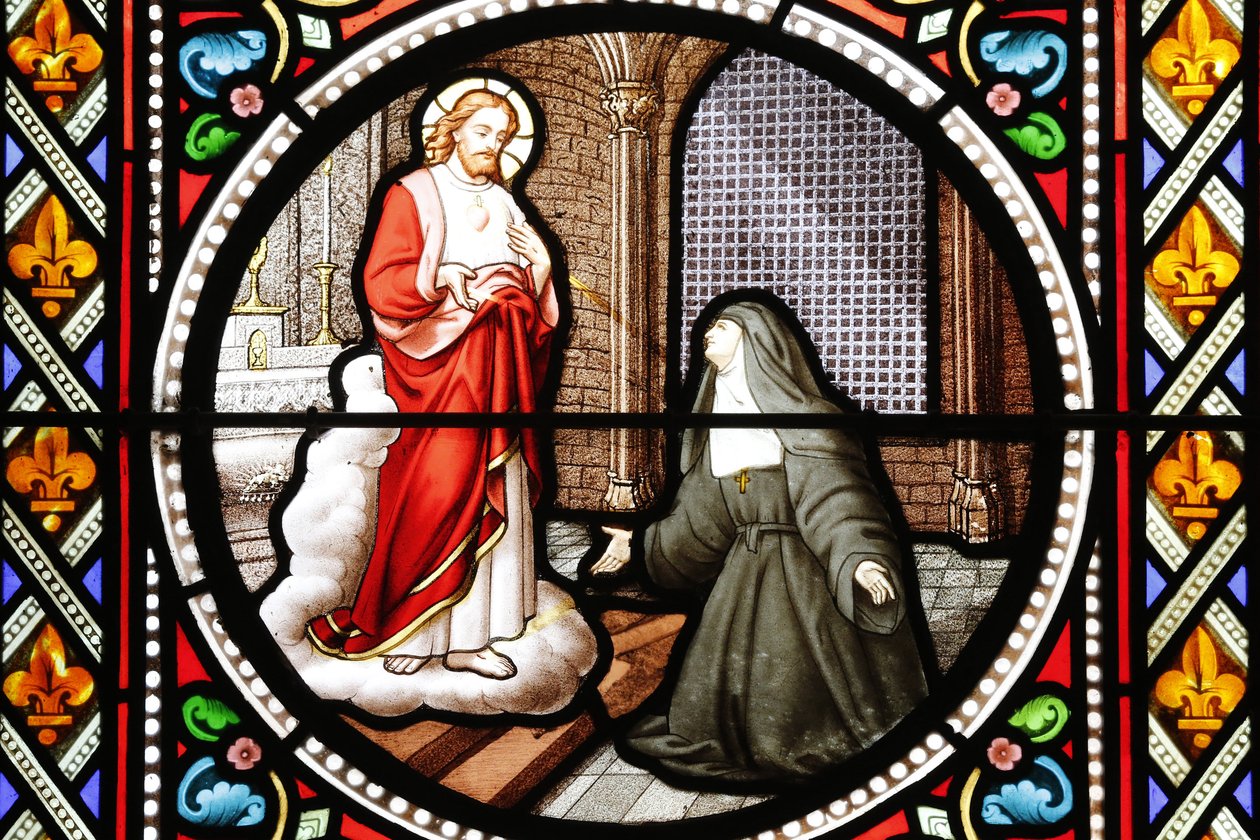 Saint Marguerite-Marie (Marguerite Marie) Alacoque (1647-1690) mystiker av besøksordenen Glassmalerier Paray the monial Saone et Loire av Unbekannt