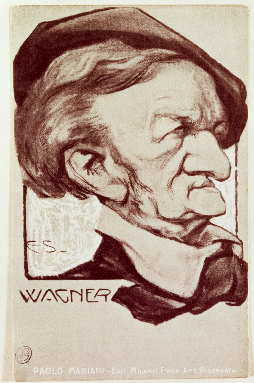 Karikatur av Richard Wagner, utgitt av Edit. Milano Prop Art Reservata av Unbekannt Unbekannt
